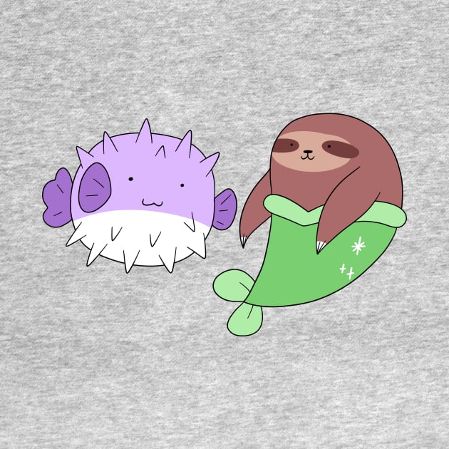 Puffer Fish and Mermaid Sloth by saradaboru